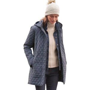 Garnet Hill Everyday Quilted Car Coat Womens Size 6 Barn Jacket Mid Weight Blue